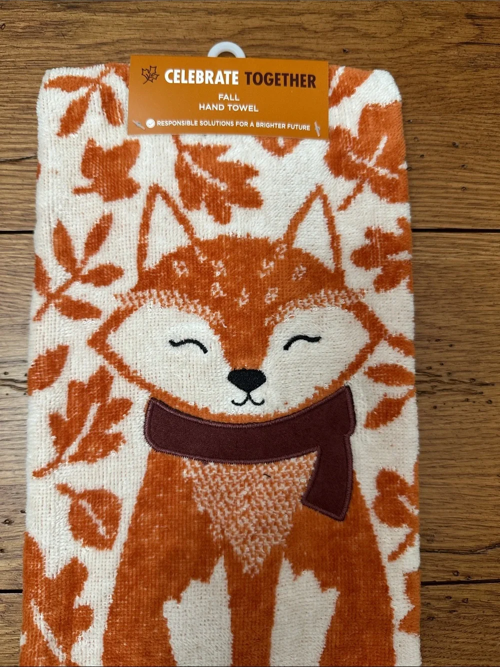 Celebrate Together Fall Fox Hand Towel - Orange